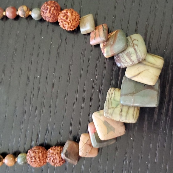 Wood/Precious Stone Necklace - Picture 4 of 4